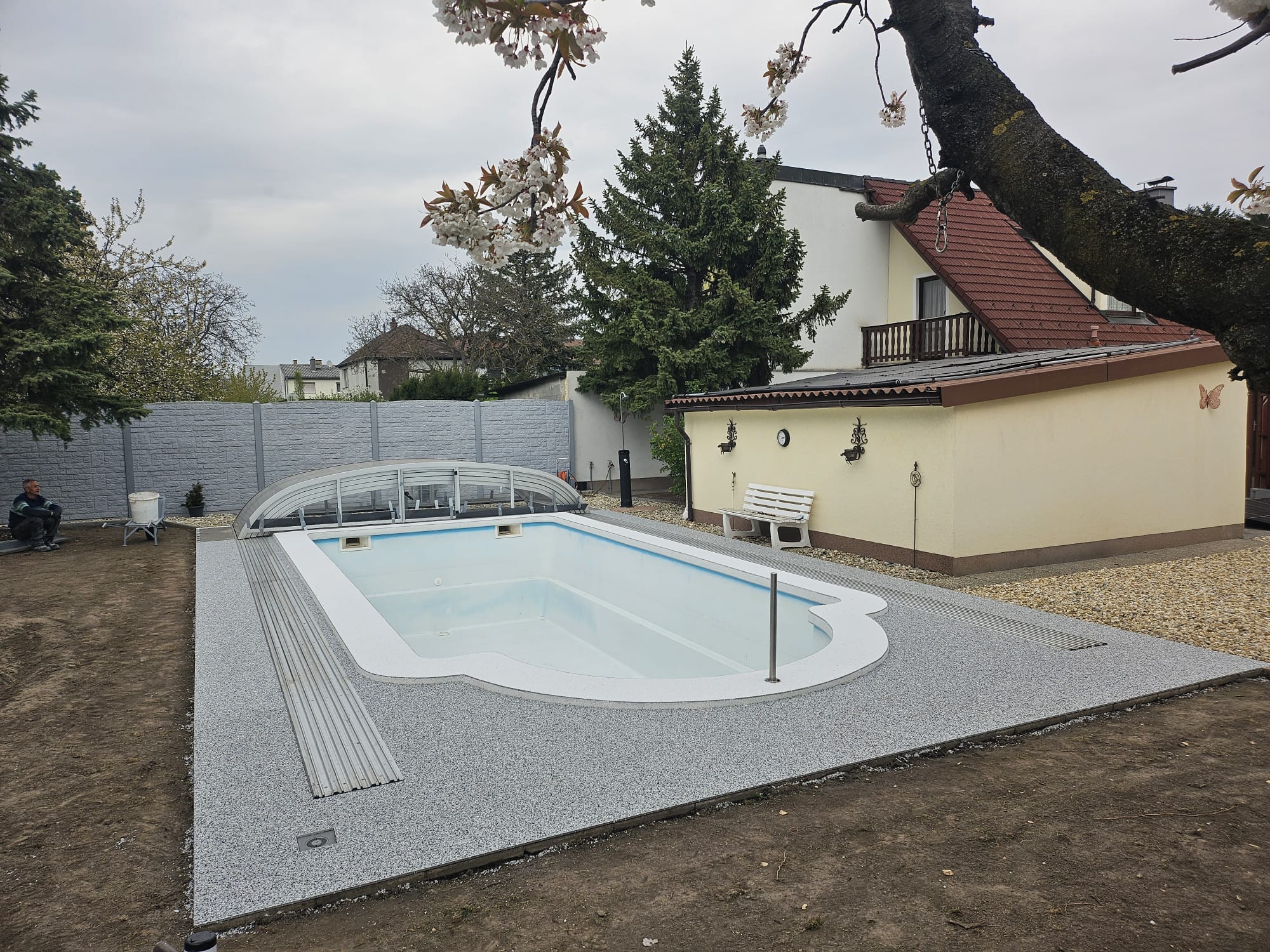 Steinteppich Außentreppe sandfarben